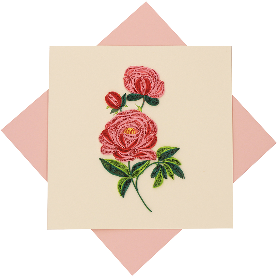 Quilled Pink Rose Card | Quilling Flower Greeting Card